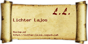 Lichter Lajos névjegykártya